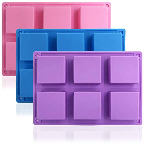 3 Packungen 6 Mulden Silikon-Kuchenbackform (lila, blau, rosa), SourceTon Backform, Kuchenform, Keks-Schokoladenform, Eiswürfelform, Seifenform von SourceTon
