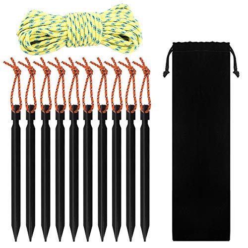 Sourceton Outdoor Zelt Zapfen, 10 Stück Premium 17,8 cm Stifte und 33 Fuß 5 mm reflektierende Abspannleinen mit Tasche Sourceton Outdoor Zelt Zapfen, 10 Stück Premium 17,8 cm Stifte und 33 Fuß 5 mm reflektierende Abspannleinen mit Tasche von SourceTon