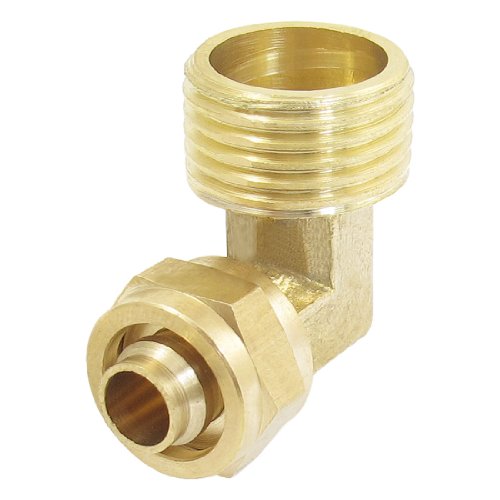 '12 mm x 1/2 Pneumatische PT Winkel Rohr, Gewinde COUPLEUR Rapide (Gold-Ton) von sourcing map