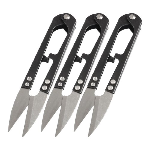 sourcing map 3 Stücke Schwarz Grip Metallgewinde Clip Schneide Garn Frühling Schere Stich von uxcell