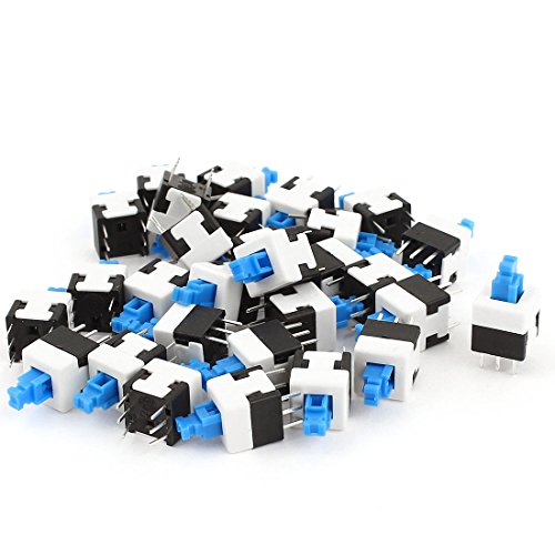 sourcing map 30 pcs 6 Pins Quadrat 8, Latching Typ DPDT Mini Push Button Switch de von sourcing map