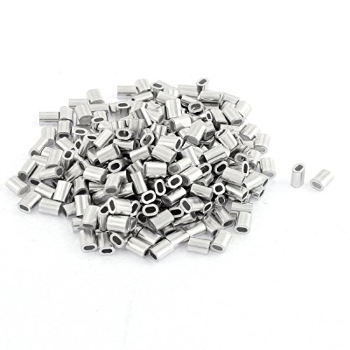 300Stk. Rund Oval Aluminum Hülsen Klemmen für 1mm Drahtseil Stahlfittinge Clip de DE de von uxcell