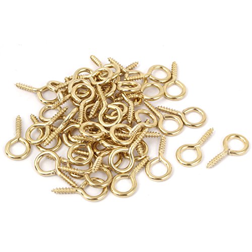 50 Stück Gold 3mm Gewinde-Durchmesser Ringschraube Holzgewinde Ringhaken DE de von uxcell