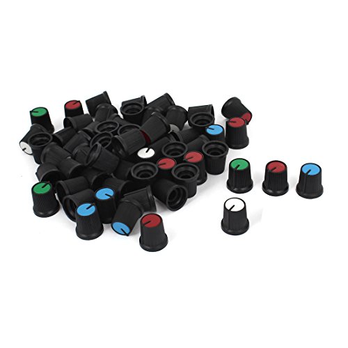 sourcing map Potentiometer-Drehknopf-Kappen, 6 mm Rändelhülse, 15 mm x 15 mm, 60 Stück de von uxcell