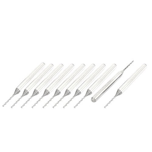 sourcing map 10 Stück 0,8 mm Spitze 3,175 mm Schaft Spiralnut Wolframkarbid-Leiterplattenbohrer von uxcell