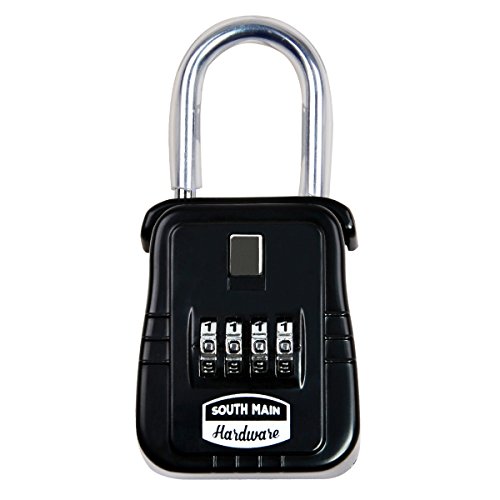 South Main Hardware 810142 Bügel montiert Schlüssel Aufbewahrungsbox mit rücksetzbaren Lock Kombination (1 Stück), schwarz von South Main Hardware