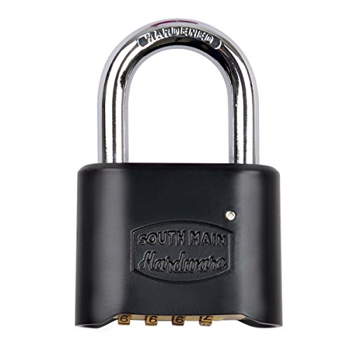 South Main Hardware 810157 rücksetzbaren Vorhängeschloss, schwarz Aluguss, 1er Pack, von South Main Hardware