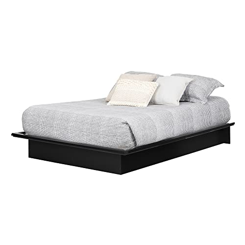 South Shore Möbel Basic Collection Full Plattform Bett, Ahorn natur, Pure Black von South Shore