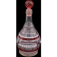 Vintage Haselnuss Atlas Pressglas Cranberry Spirits Dekanter von SouthBeachAntiques