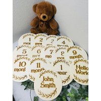 1, 2, 3 Baby Monatliche Meilenstein Marker | Holz Monatsmarker Lasergravur Plagen Holzschild von SouthSoulCreations