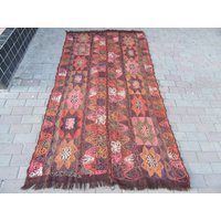 4, 1x7, 9 Ft Bestickter Vintage Arabi Kelim Teppich von SouthVintageDesign