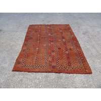 4, 8x6, 2 Ft Bestickter Vintage Arabi Kelim Teppich von SouthVintageDesign