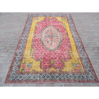 6.9x10.6 Handgeknotte Vintage Unique Oushak Rug 6.9x10.6 Handgeknotte Vintage Unique Oushak Rug von SouthVintageDesign