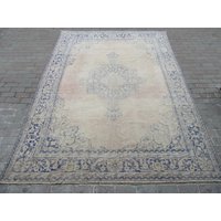 7.3x10 Ft Distressed Faded Vintage Oushak Rug 7.3x10 Ft Distressed Faded Vintage Oushak Rug von SouthVintageDesign