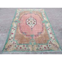7x10.4 Ft Vintage Handknotted Turkish Oushak Rug 7x10.4 Ft Vintage Handknotted Turkish Oushak Rug von SouthVintageDesign