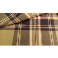 Olive Orange Schwarz Baumwollkarierter Kissenbezug von SouthendDesign