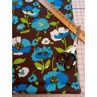 Vintage Baumwoll Floral Kissenbezug Von J Manes, Braun, Blau Grün von SouthendDesign