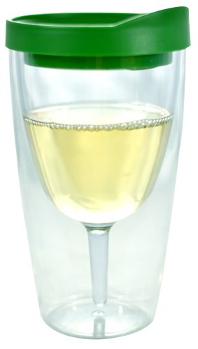 Southern Homewares 10 oz Wine 2Go! Insulated Vino Double Wall Acrylic Wine Tumbler with Drink Through Lid, Green von Southern Homewares
