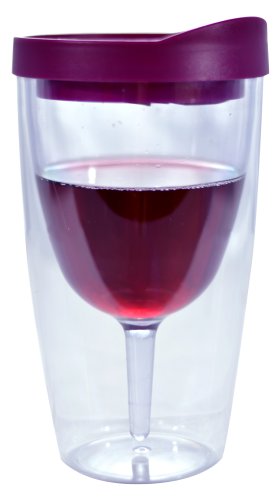 Southern Homewares 10 oz Wine 2Go! Insulated Vino Double Wall Acrylic Wine Tumbler with Drink through Lid, Merlot Red von Southern Homewares