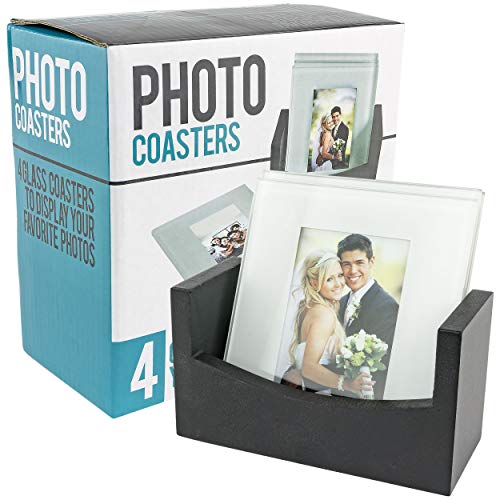 Southern Homewares Foto-Untersetzer, 4 Stück, Holzregal, personalisiertes Foto, Geschenk, Glasbild, Untersetzer, personalisierbar, Hochzeit von Southern Homewares