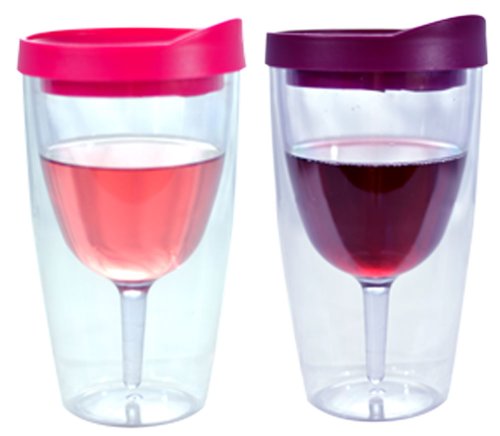 Southern Homewares Isolierter Vino doppelwandig Acryl mit Merlot und rosa Drink durch Deckel Wine Tumbler, Unzen, farbenreiche von Southern Homewares