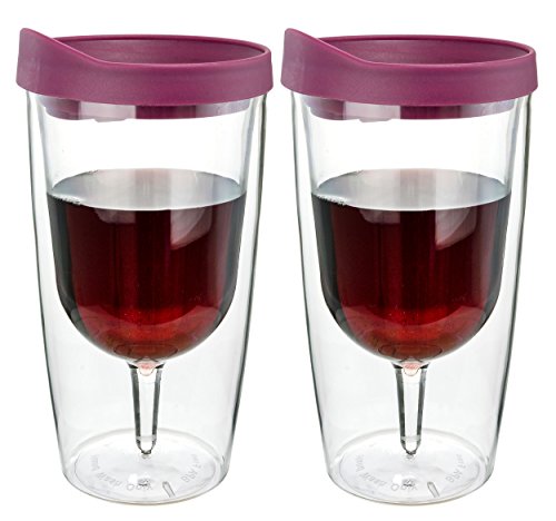 Southern Homewares Weinglas, doppelwandig, Acryl, mit Merlot-Rot, 284 ml, Merlot, acryl, merlot, 2er-Pack von Southern Homewares