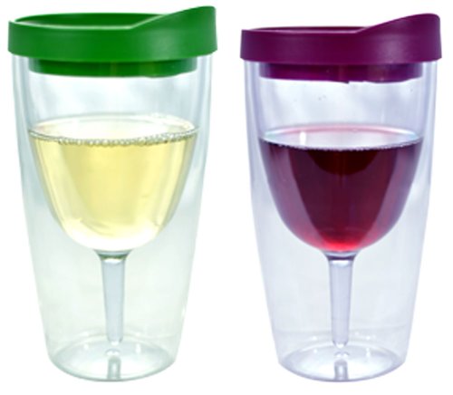Southern Homewares isoliert Vino doppelwandig Acryl mit Merlot und Verde Drink durch Deckel Wine Tumbler, Unzen, farbenreiche von Southern Homewares
