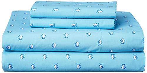 Southern Tide Bedrucktes Bettlaken aus Baumwolle mit blauem Topas, King-Size-Größe von Southern Tide