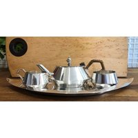 Antike | 1890Er Jahre William Adams Versilbert | E.p.n.s 4-Teiliges Teeservice Für Einen Oder Zwei, Hergestellt in England von SouthernFranceFinds