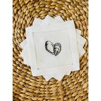 Austern Bestickte Leinen-Cocktail-Servietten von SouthernlyEmbroidery