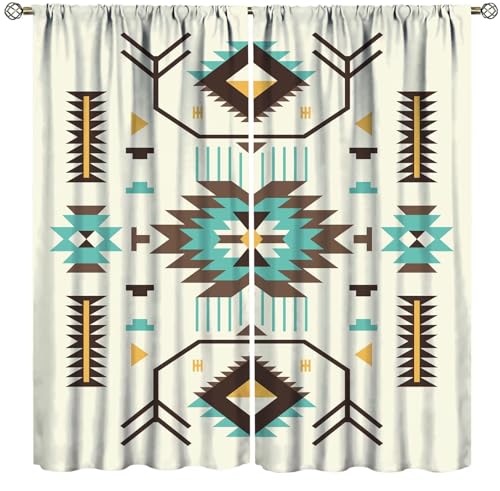 Southwestern Home Decor Vorhang, ethnische Motive, Illustration eines Zickzack-Designs, Zeichnung, bedruckt, Stangentasche, Fenstervorhang für Küche, Schlafzimmer, Wohnzimmer, Hellgelb, 107 x 114 cm Southwestern Home Decor Vorhang, ethnische Motive, Illustration eines Zickzack-Designs, Zeichnung, bedruckt, Stangentasche, Fenstervorhang für Küche, Schlafzimmer, Wohnzimmer, Hellgelb, 107 x 114 cm von ZhiRain