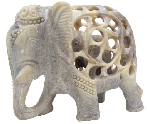 Handmade Soapstone Sculpture of Mother Elephant with Baby Inside - Impossible Elephant Decor Statue - Good Luck Symbol of Fertility - Baby Shower Gift Ideas for Moms Unique Home Decor by SouvNear von SouvNear