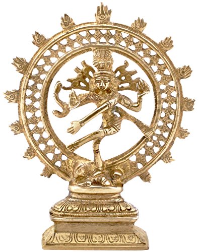 Lord Shiva Statue/Nataraja Idol aus Messing – Metallic-Gold-Optik, 21 cm hoch, Skulptur mit 2,28 kg Gewicht – Ethnische Heimdekoration/religiöse Geschenke für Männer und Frauen von SouvNear