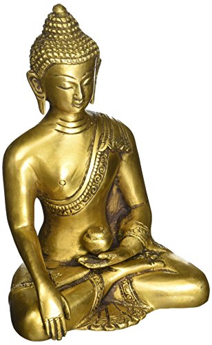 SouvNear Thai-Buddha, meditierend, Harmonie, Dhyana Mudra, religiöse Dekoration, handgefertigt, Messing, Antik-Look, Shakyamuni-Skulptur [15,2 cm groß/Gewicht 1,0 kg] von SouvNear