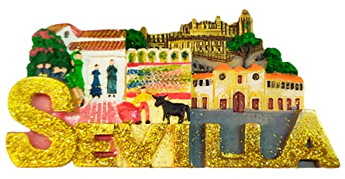 Magnet aus Kunstharz, Sevilla, Glitzer von Souvenirs