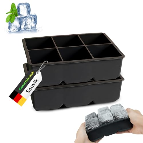 Souvik Eiswürfelform Silikon mit Deckel 2er Set Große 5 cm Eiswürfel für Cocktails Whiskey und Getränke Lebensmittelgeeignet Stapelbar 6 Fächer Eiswürfelform Schwarz Souvik Eiswürfelform Silikon mit Deckel 2er Set Große 5 cm Eiswürfel für Cocktails Whiskey und Getränke Lebensmittelgeeignet Stapelbar 6 Fächer Eiswürfelform Schwarz von Souvik