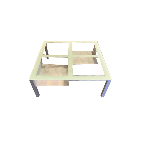 Quadratischer Couchtisch Scaccomatto aus Aluminium und Glas, Sovet von Sovet