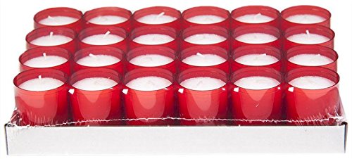 Sovie CANDLES 4x Sovie® Refill Kerzen 24 Stück im Tray - Brenndauer ca. 24 Stunden | Perfekt für Feiern Party Gastronomie | 96 Kerzen | (Rot) von Sovie Candles
