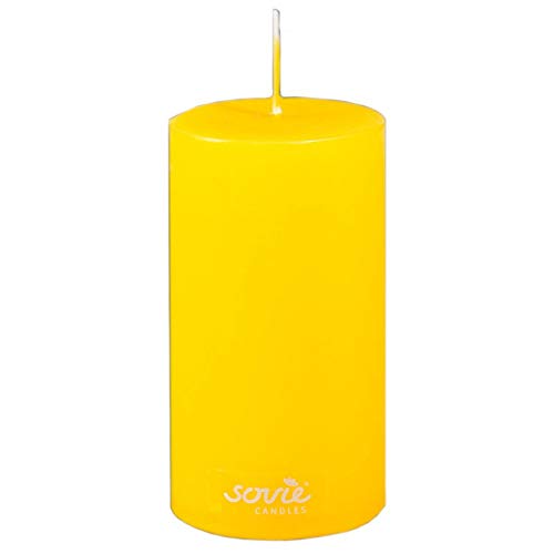 Sovie CANDLES Stumpenkerze | Votivkerze Dekokranz Blockkerze | 1 Flachkopfkerze in Senfgelb (Ø50mm x 100mm) von Sovie Candles