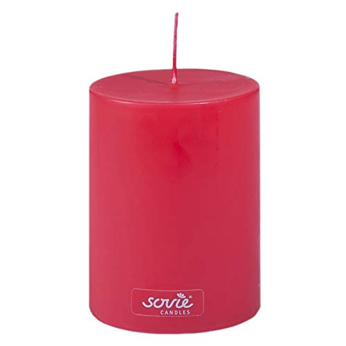 Sovie CANDLES Stumpenkerze | Weihnachten Advent Blockkerze | 1 Flachkopfkerze in Rot (Ø70mm x 100mm) von Sovie Candles