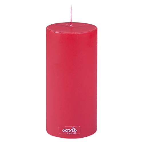 Sovie CANDLES Stumpenkerze | Weihnachten Advent Blockkerze | 1 Flachkopfkerze in Rot (Ø70mm x 150mm) von Sovie Candles