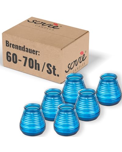 Sovie Candles Glaswindlicht Flairlight Dunkelblau 6 Stück - Windlicht Glas - Kerzen Deko Innen & Außen - Schlichtes Design - 60-70 Std. Brenndauer Sovie Candles Glaswindlicht Flairlight Dunkelblau 6 Stück - Windlicht Glas - Kerzen Deko Innen & Außen - Schlichtes Design - 60-70 Std. Brenndauer von Sovie Candles