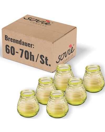Sovie Candles Glaswindlicht Flairlight Gelb 6 Stück - Windlicht Glas - Kerzen Deko Innen & Außen - Schlichtes Design - 60-70 Std. Brenndauer Sovie Candles Glaswindlicht Flairlight Gelb 6 Stück - Windlicht Glas - Kerzen Deko Innen & Außen - Schlichtes Design - 60-70 Std. Brenndauer von Sovie Candles