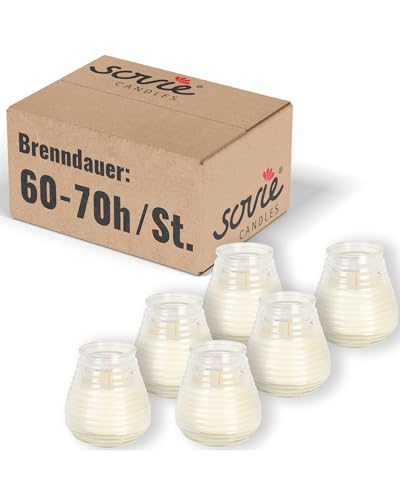 Sovie Candles Glaswindlicht Flairlight Klar 6 Stück - Windlicht Glas - Kerzen Deko Innen & Außen - Schlichtes Design - 60-70 Std. Brenndauer von Sovie Candles