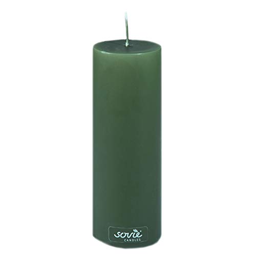 Sovie Candles Stumpenkerze | Adventskranz Gesteck Blockkerze | 1 Flachkopfkerze in Dunkelgrün (Ø50mm x 150mm) von Sovie Candles