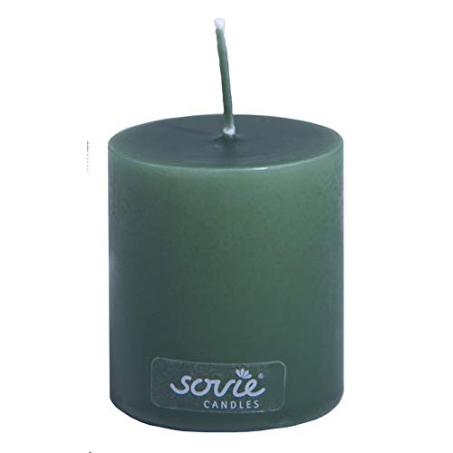 Sovie Candles Stumpenkerze | Adventskranz Gesteck Blockkerze | 1 Flachkopfkerze in Dunkelgrün (Ø50mm x 60mm) von Sovie Candles