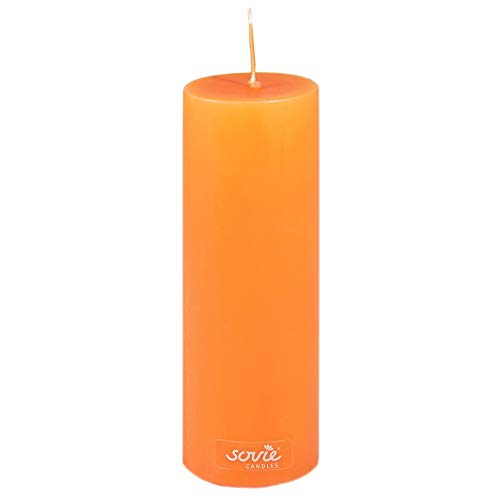 Sovie Candles Stumpenkerze | Adventskranz Gesteck Blockkerze | 1 Flachkopfkerze in Orange (Ø50mm x 150mm) von Sovie Candles