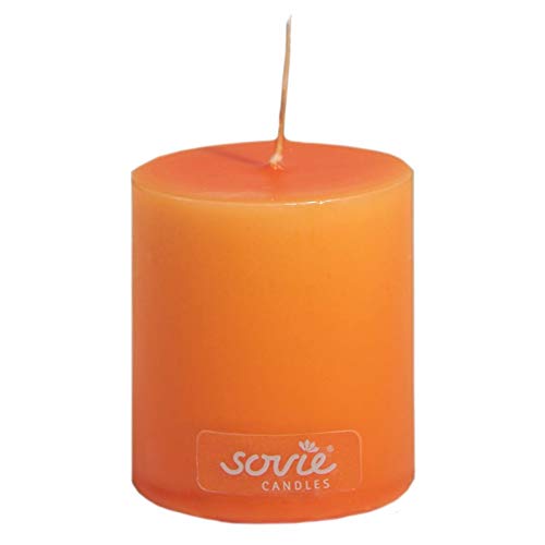 Sovie Candles Stumpenkerze | Adventskranz Gesteck Blockkerze | 1 Flachkopfkerze in Orange (Ø50mm x 60mm) von Sovie Candles