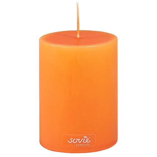 Sovie Candles Stumpenkerze | Adventskranz Gesteck Blockkerze | 1 Flachkopfkerze in Orange (Ø70mm x 100mm) von Sovie Candles