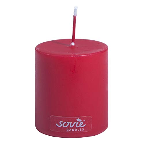 Sovie Candles Stumpenkerze | Blockkerze Kerze Flachkopf | Brenndauer ca. 16 Std. | Ø 50 mm x H 60 mm | 24 Stück (Rot) von Sovie Candles